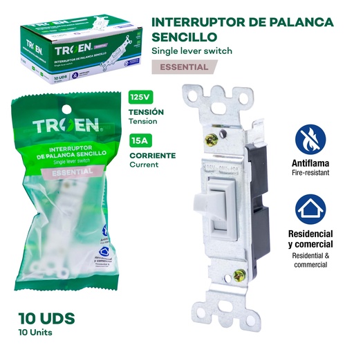 [10-085] INTERRUPTOR SENCILLO S/TAPA TROEN 10-085