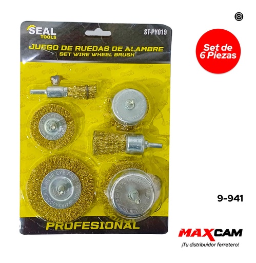 [9-941] JUEGO CEPILLO ALAMBRE 6 PCS SEAL TOOLS 9-941