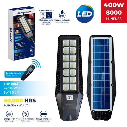 [9-772] LAMPARA EXT LED 400W C/PANEL SOLAR ANGEL L 9-772