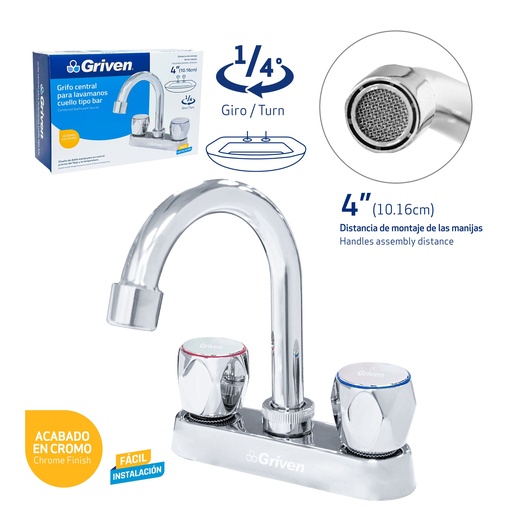 [9-742] LLAVE LAVAMANO DOBLE METALICA GRIVEN 9-742