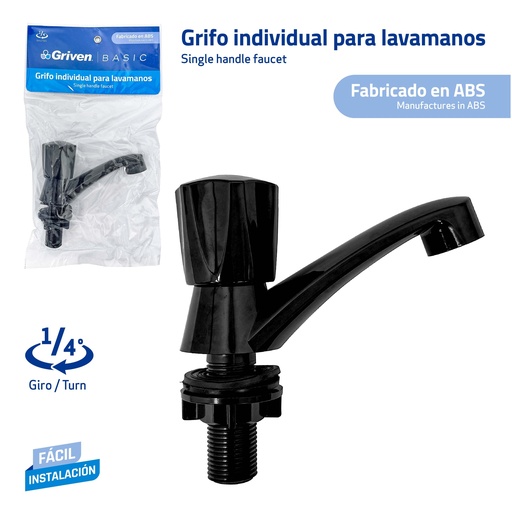 [9-793] LLAVE LAVAMANO PLASTICA NEGRA GRIVEN BASIC 9-793