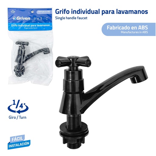 [9-794] LLAVE LAVAMANO PLASTICA NEGRA GRIVEN BASIC 9-794
