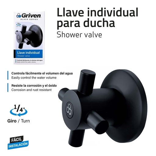 [9-837] LLAVE P/DUCHA INDIVIDUAL GRIVEN BLACK 9-837