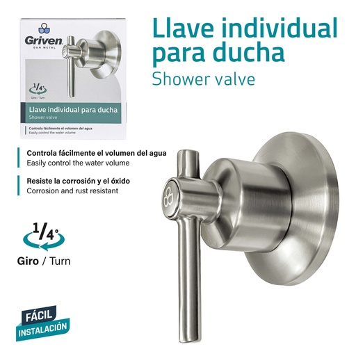 [9-842] LLAVE P/DUCHA INDIVIDUAL GRIVEN GUN METAL 9-842