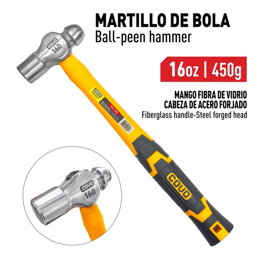 [9-755] MARTILLO DE BOLA M/FIBRA DE VIDRIO x 16 OZ COVO 9-755