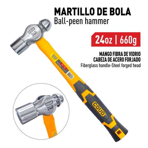 [9-756] MARTILLO DE BOLA M/FIBRA DE VIDRIO x 24 OZ COVO 9-756