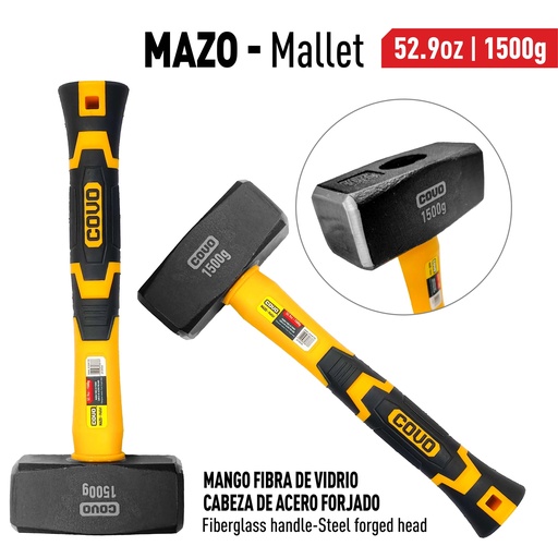 [9-753] MAZO HIERRO M/FIBRA DE VIDRIO 1500 GR COVO 9-753