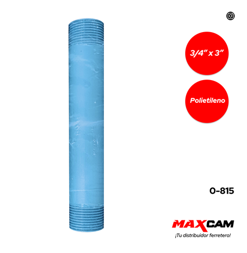 [0-815] NIPLE PLASTICO 3/4 x 3" AZUL x UNID 0-815