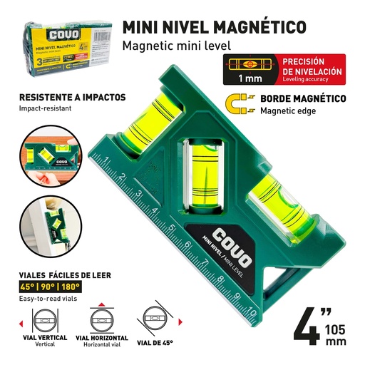 [10-071] NIVEL TORPEDO MAGNETICO 4" COVO 10-071