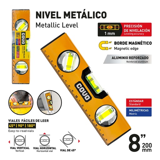 [10-070] NIVEL TORPEDO MAGNETICO 8" COVO 10-070