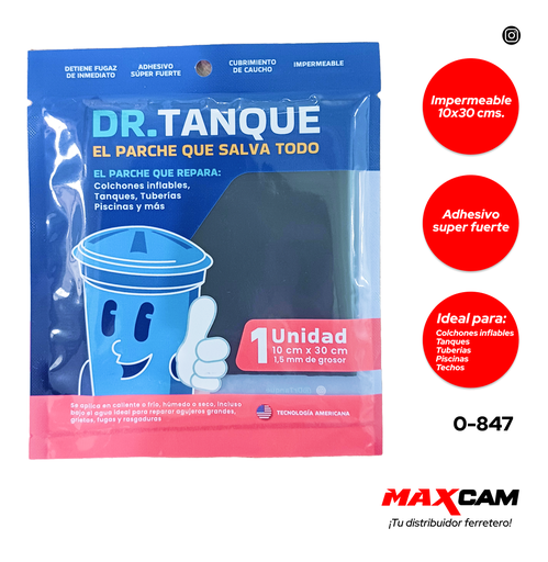 [0-847] PARCHE IMPERMEABLE FLEXIBLE 10 x 30 CM DR TANQUE 0-847