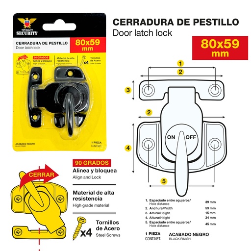 [9-803] PASADOR MARIPOSA NEGRO SECURITY 9-803