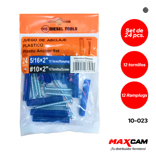 [10-023] RAMPLUG AZUL 5/16 + TORNILLO 10X2 x 24PCS DIESEL T 10-023