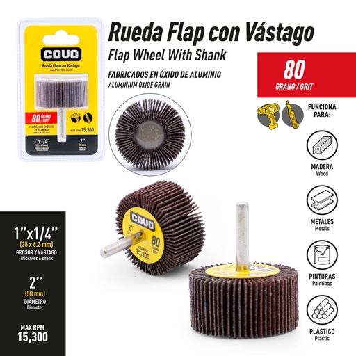 [9-830] RUEDA FLAP GRANO 80 2" COVO 9-830