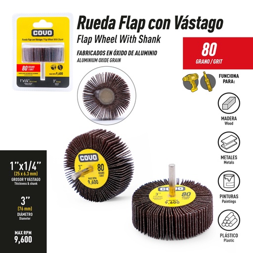 [9-833] RUEDA FLAP GRANO 80 3" COVO 9-833