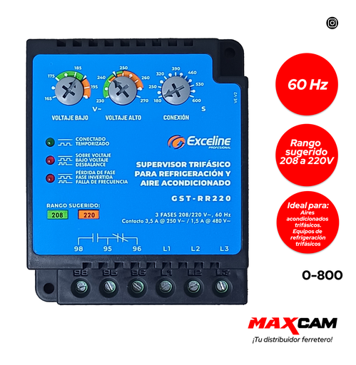 [0-800] SUPERVISOR TRIFASICO AIRES A 220V EXCELINE 0-800