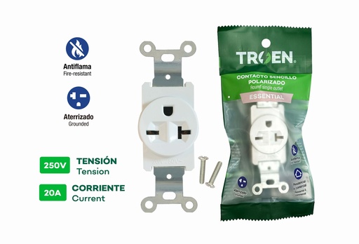 [10-096] TOMA CHINA 250V x 20A BLANCO TROEN 10-096
