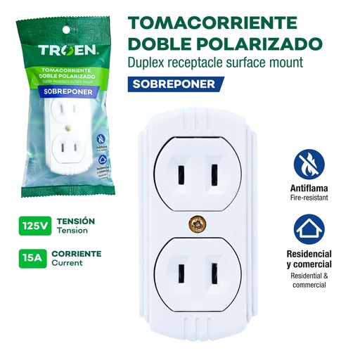 [10-132] TOMA DOBLE SOBREPONER BLANCO TROEN 10-132