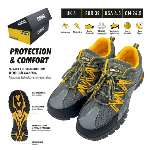 [9-998] ZAPATO DE SEGURIDAD N 39 COVO 9-998