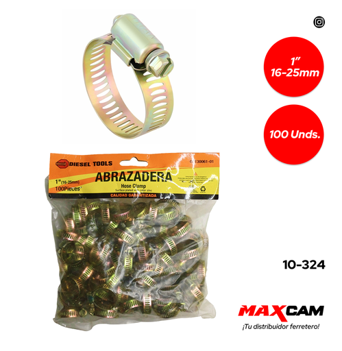 [10-324] ABRAZADERA 1" x 100 PCS DIESEL TOOLS 10-324