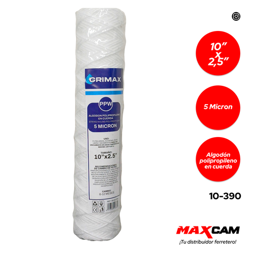 [10-390] CARTUCHO DE FILTRO POLIPROPILENO GRIMAX 10-390