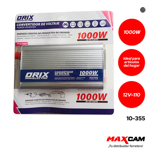 [10-355] INVERSOR DE ENERGIA 12V A 110V 1000W ORIX 10-355