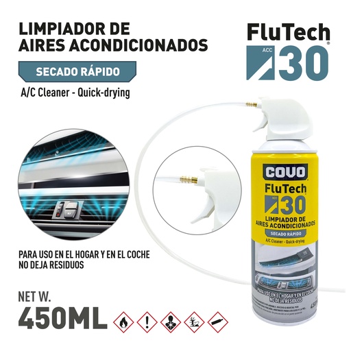 [9-853] LIMPIADOR DE AIRES ACOND FLU TECH 30 x 450 ML COVO 9-853