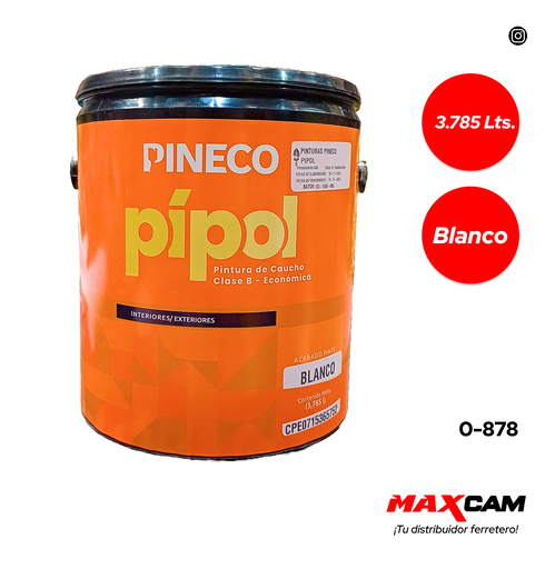 [0-878] PINTURA CAUCHO BLANCA x GALON TIPO B PIPOL PINECO 0-878